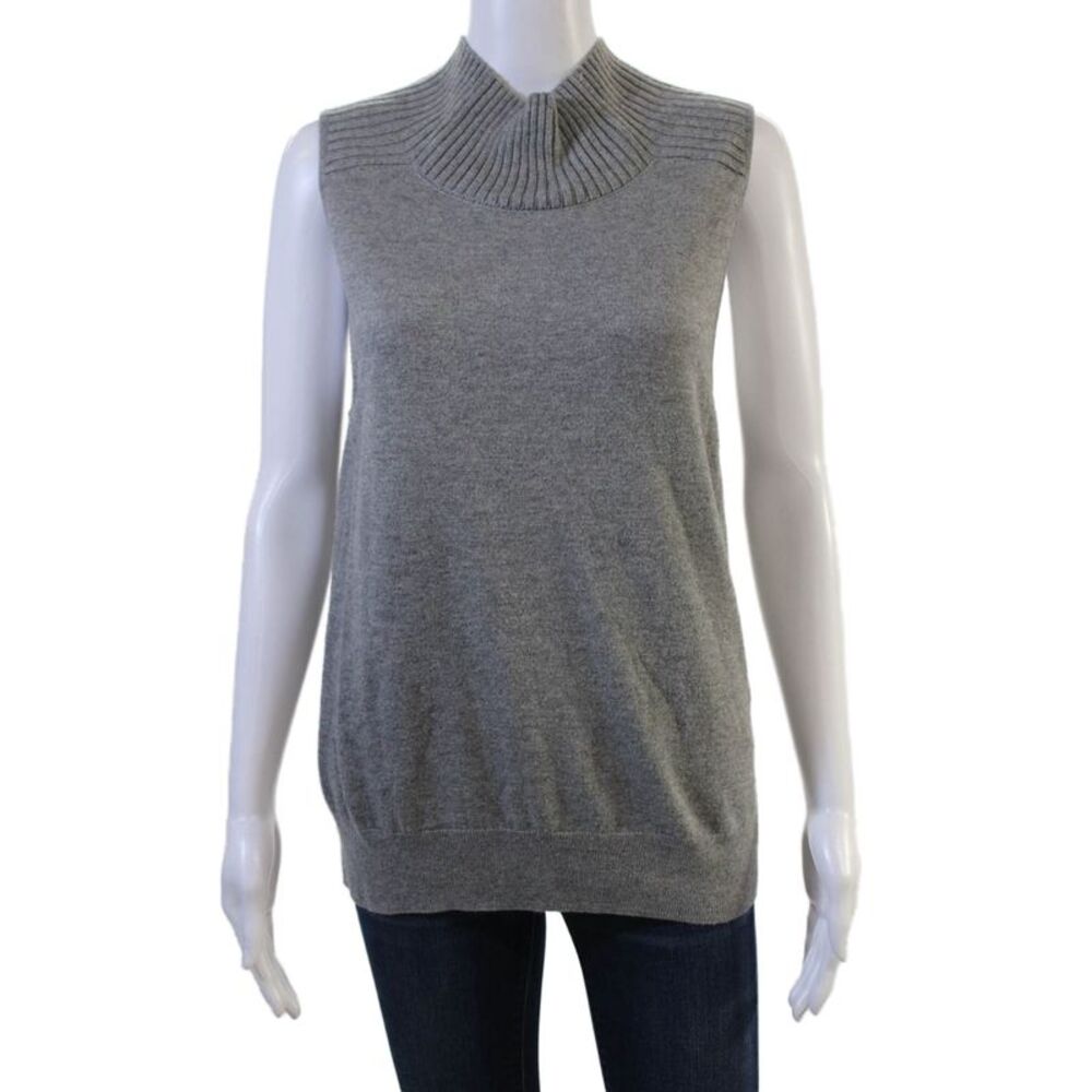 Leith Womens Gray Sleeveless Mock Neck Sweater Vest Size M